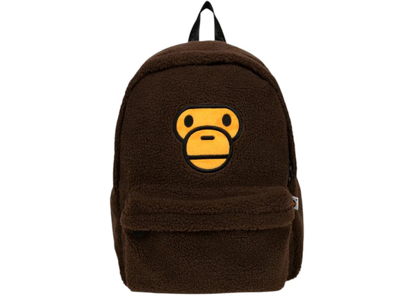 BAPE Baby Milo Sherpa Fur Medium Backpack Brown
