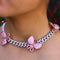 12MM Miami cuban link chain pink butterfly choker