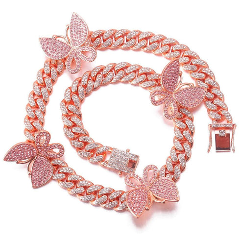 18k Gold Miami Butterfly Cuban Chain + Free Butterfly Cuban Bracelet