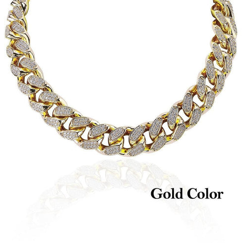 20mm Women's Diamond Cuban Link Choker Chain