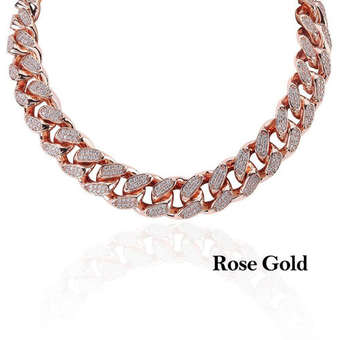 20mm Women's Diamond Cuban Link Choker Chain