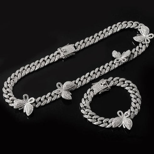 18k Gold Miami Butterfly Cuban Chain + Free Butterfly Cuban Bracelet