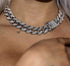 20mm Women's Diamond Cuban Link Choker Chain
