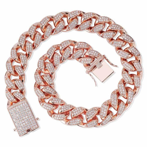 20mm Women's Diamond Cuban Link Choker Chain