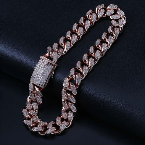 20mm Women's Diamond Cuban Link Choker Chain