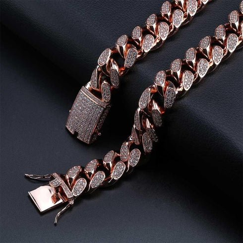 20mm Women's Diamond Cuban Link Choker Chain