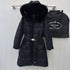 Prada Belted Fur-Trim Hood Long Down Jacket
