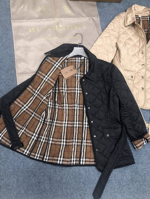 Burberry Belted Diamond-Quilted Jacket