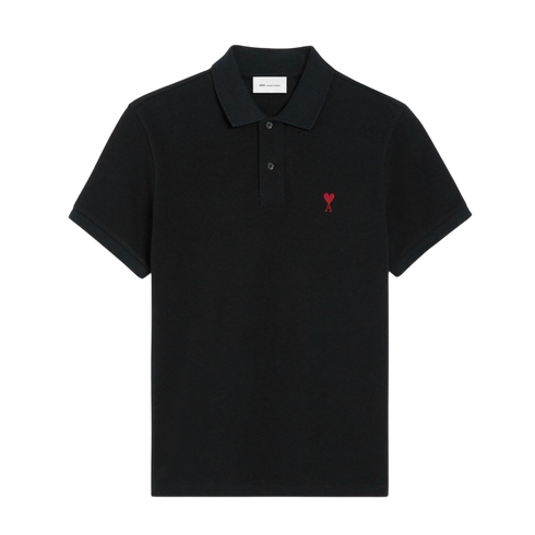 Polo Noir Ami de Coeur Rouge en Coton