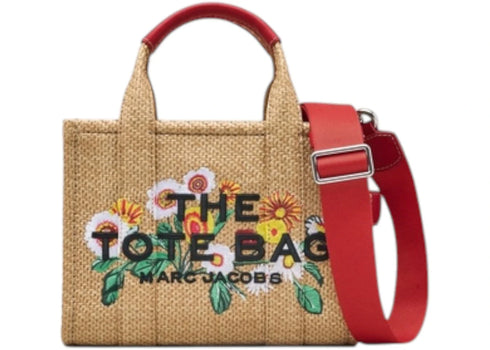 Marc Jacobs The Small Tote Embroidery Daisy Raffia Natural