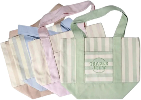Trader Joe's Mini Canvas Tote Bag (Set of 4) Striped