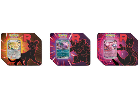 2025 Pokémon Team Rocket Mewtwo Ex/Persian Ex/Nidoking Ex Tin Case Set (US