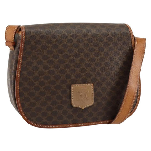 Vintage Saddle Flap Shoulder Bag Macadam Coated Canvas Small