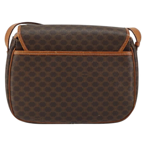 Vintage Saddle Flap Shoulder Bag Macadam Coated Canvas Small