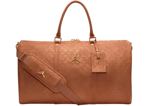 Nike Jordan Suede Monogram 40L Duffel Cognac