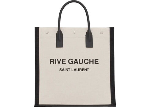 Saint Laurent Rive Gauche North/South Tote White Linen/Black