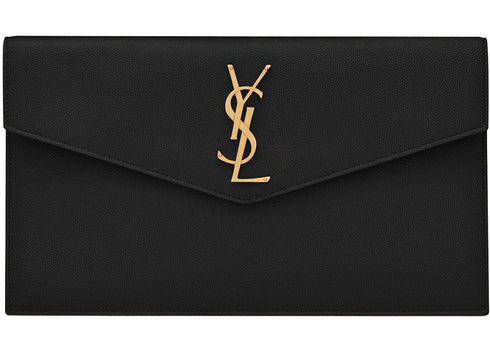 Saint Laurent Uptown Pouch Grain de Poudre Embossed Black