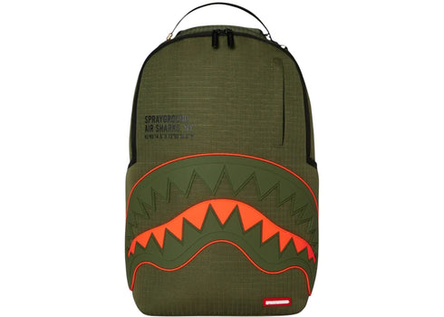 Sprayground Nylon Shark Central Army DLX-Ripstop Backpack Green