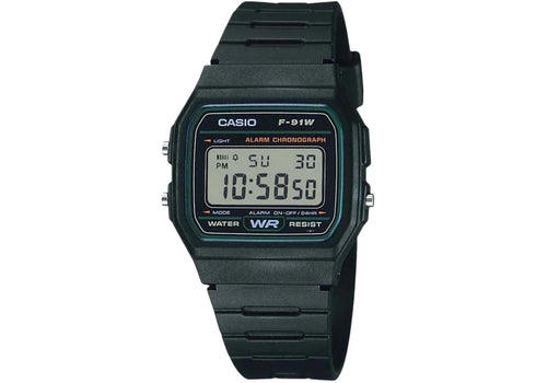 Casio Men’s Black Digital Watch with Green Dial F-91W-3HDG