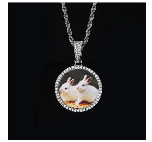 VVS Moissanite Diamond Photo Memory Pendant Necklace