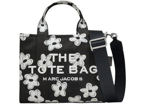 Marc Jacobs The Daisy Canvas Small Tote Bag Black/White