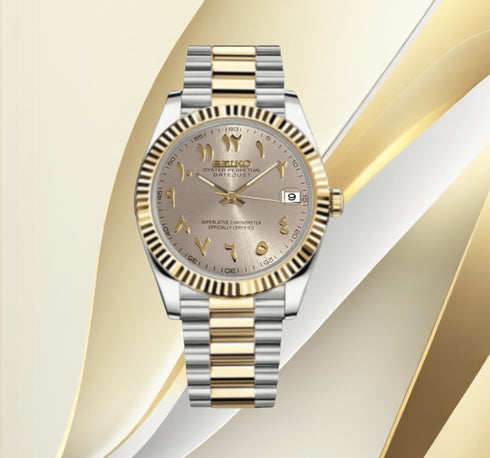 Seikojust Arabic Gold Pearl White Dial