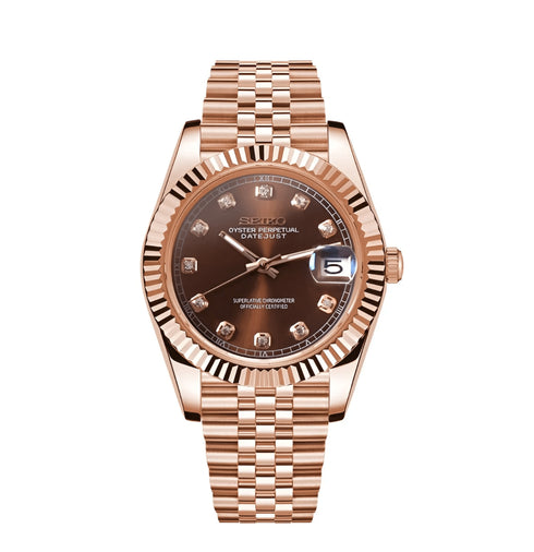 Seiko Mod Datejust - Rose Gold Brown