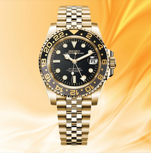 Seiko Mod GMT Gold-Black