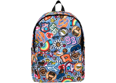 BAPE Baby Milo Sticker Print Medium Backpack Acid Blue