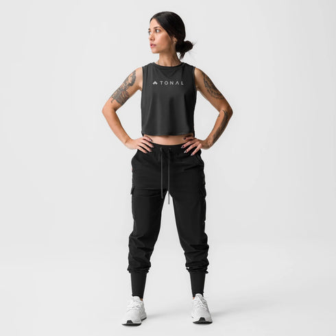 ASRV x Tonal Women's AeroSilver® Cropped Training Tank - Black