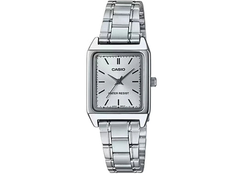 Casio Women’s Silver Dial Stainless Steel Rectangular Watch LTP-V007D-7EUDF