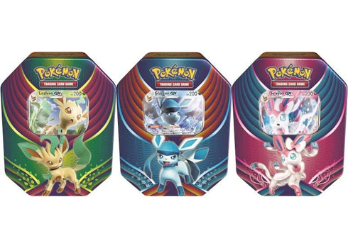 2018 Pokemon TCG Evolution Celebration Tin Leafeon GX/Glaceon GX/Sylveon Gx Lot
