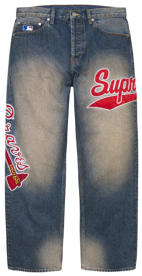 Supreme Mitchell & Ness Atlanta Braves Loose Fit Jean Blue