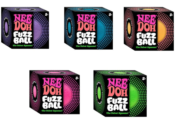 NeeDoh Fuzzball The Velvet Squeeze Squishy Fidget Toy Set of 5 Purple/ Blue/ Orange/ Pink/ Green
