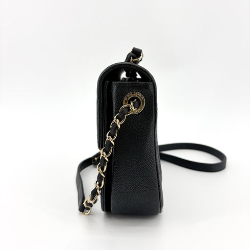 Thread Around Flap Bag Quilted Caviar Medium
