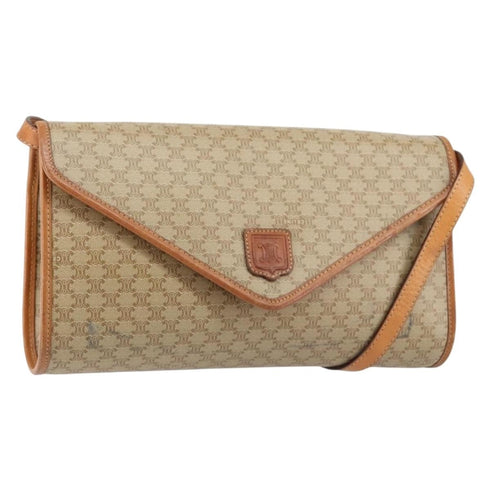 Vintage Saddle Flap Shoulder Bag Macadam Coated Canvas Small