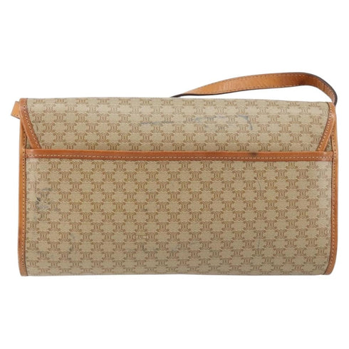 Vintage Saddle Flap Shoulder Bag Macadam Coated Canvas Small
