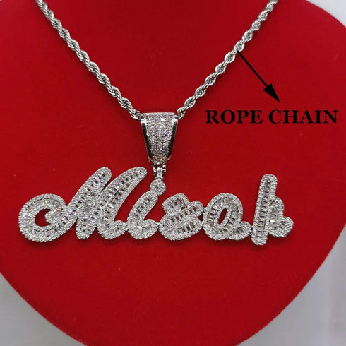 Custom Brush Cursive Iced Out Name Necklace