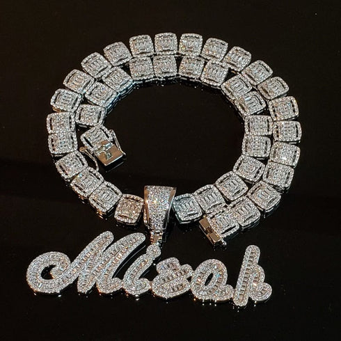 Custom Brush Cursive Iced Out Name Necklace