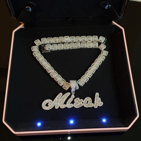 Custom Brush Cursive Iced Out Name Necklace