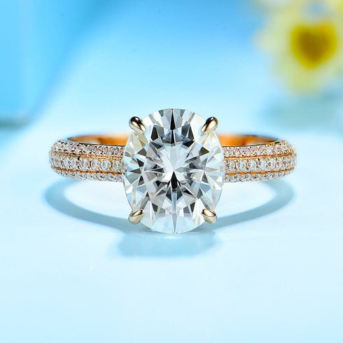 10K Solid Rose Gold 5CT VVS Moissanite Engagement Ring