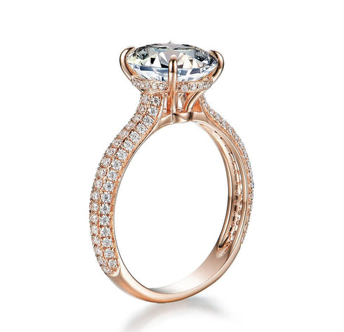 10K Solid Rose Gold 5CT VVS Moissanite Engagement Ring