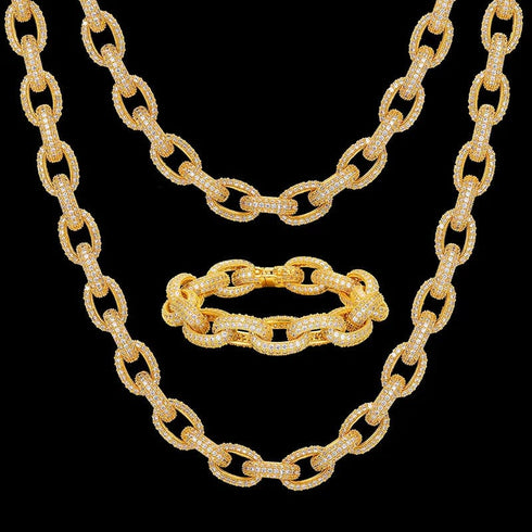 10mm O-Shape VVS Moissanite Cuban Link Chain or Bracelet