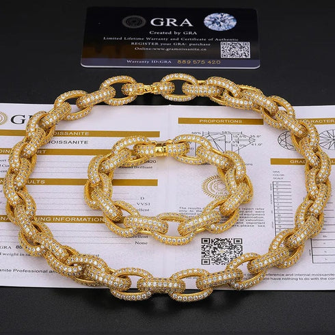 10mm O-Shape VVS Moissanite Cuban Link Chain or Bracelet
