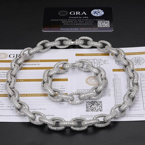 10mm O-Shape VVS Moissanite Cuban Link Chain or Bracelet