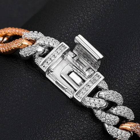 10mm S925 VVS Moissanite Two-tone Cuban Link Bracelet