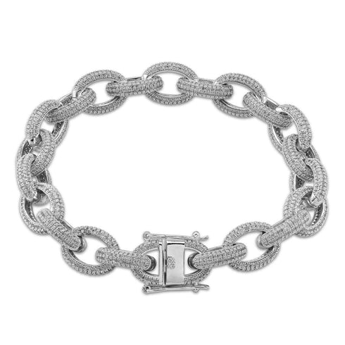 12mm Micro Pave Iced Out Rolo Chain Bracelet