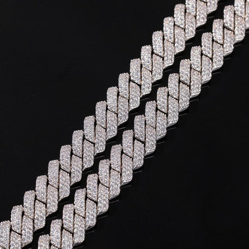 Diamond - White Gold 13mm Diamond Prong Cuban Chain
