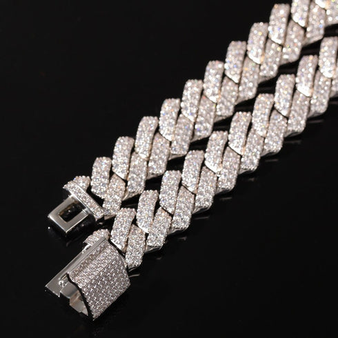 Diamond - White Gold 13mm Diamond Prong Cuban Chain