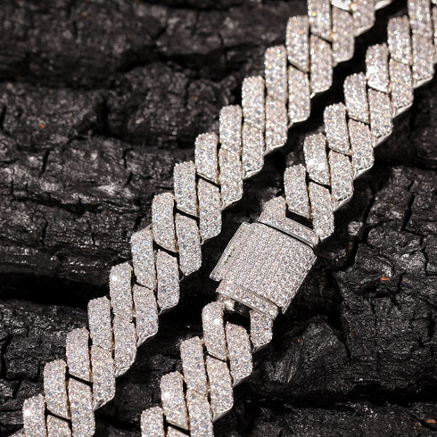 Diamond - White Gold 13mm Diamond Prong Cuban Chain